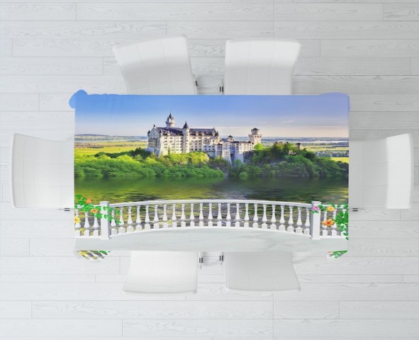 Тканевая скатерть на кухонный стол «Балкон с видом на замок» вид 3