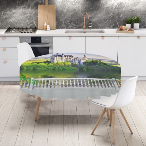 Тканевая скатерть на кухонный стол «Балкон с видом на замок» вид 4