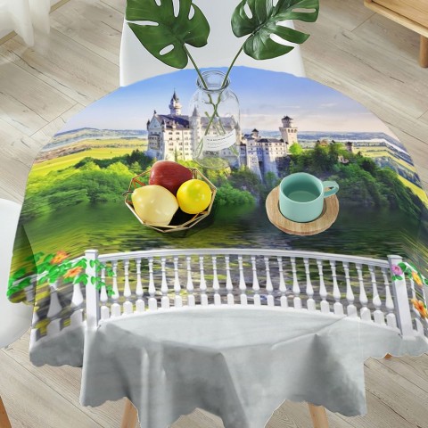 Тканевая скатерть на кухонный стол «Балкон с видом на замок» вид 5