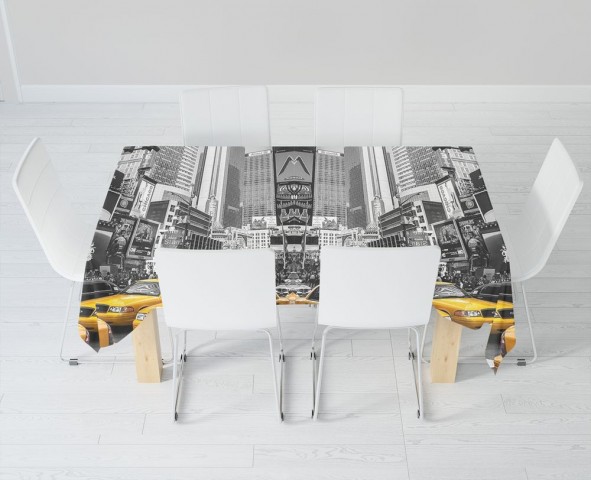 Текстильная 3D скатерть на обеденный стол «Желтые такси» вид 6