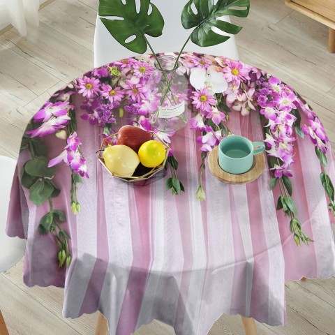 Габардиновая скатерть на кухонный стол «Цветочные гирлянды» вид 5