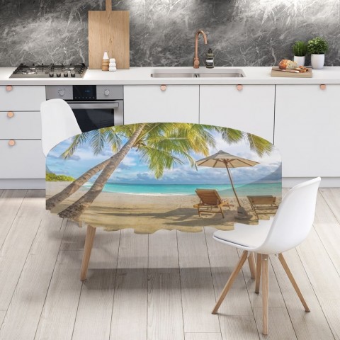 Полотняная скатерть на кухонный стол «Тропический зной» вид 4