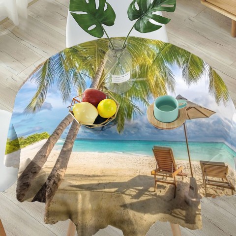 Полотняная скатерть на кухонный стол «Тропический зной» вид 5