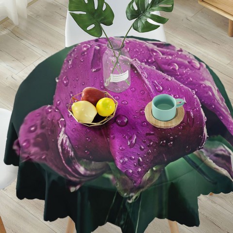 Габардиновая скатерть для стола «Пион после дождя» вид 5
