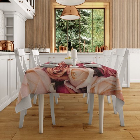 Текстильная 3D скатерть на обеденный стол «Ассорти из роз» вид 2