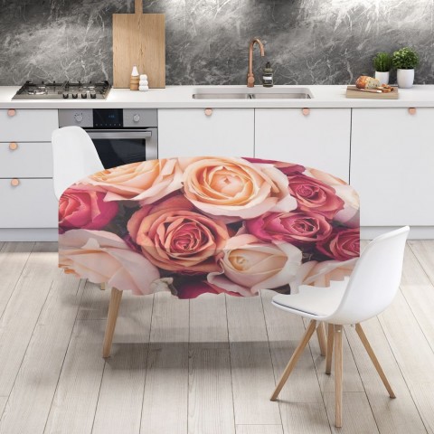 Текстильная 3D скатерть на обеденный стол «Ассорти из роз» вид 4