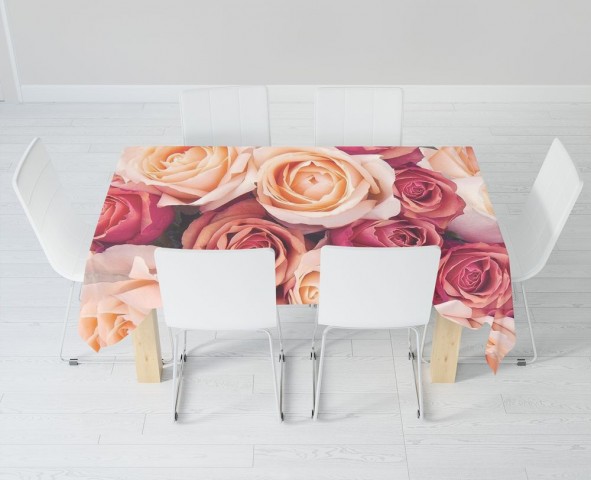 Текстильная 3D скатерть на обеденный стол «Ассорти из роз» вид 6