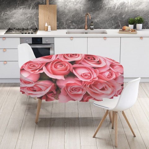 Габардиновая 3D скатерть на обеденный стол «Обилие роз» вид 4