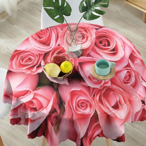 Габардиновая 3D скатерть на обеденный стол «Обилие роз» вид 5