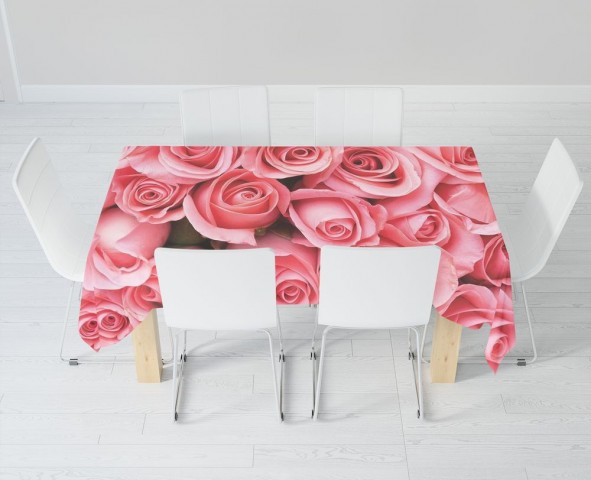 Габардиновая 3D скатерть на обеденный стол «Обилие роз» вид 6