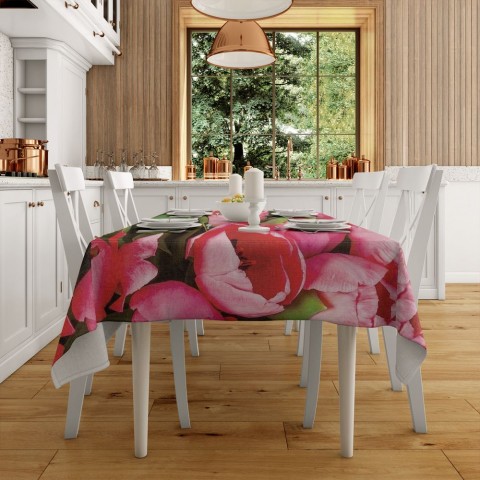 Полотняная 3D скатерть на кухонный стол «Букет тюльпанов» вид 2