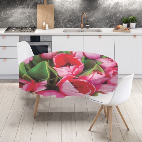 Полотняная 3D скатерть на кухонный стол «Букет тюльпанов» вид 4