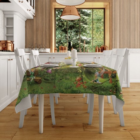 Тканевая скатерть на кухонный стол «Феечки в сказочном лесу» вид 2