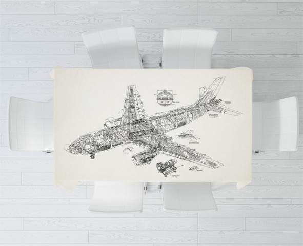 3D Скатерть «Самолет чертеж» вид 2