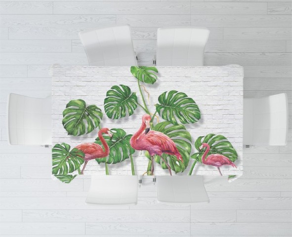 3D Скатерть «Фламинго с монстерами» вид 2