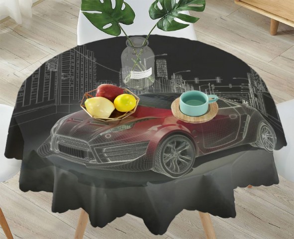 3D Скатерть «Авто ночной город» вид 4