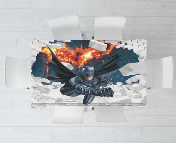 Тканевая 3D скатерть на обеденный стол «Бэтмен» вид 3