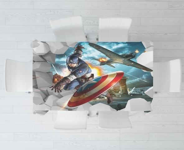 Тканевая скатерть на кухонный стол «Капитан Америка» вид 3