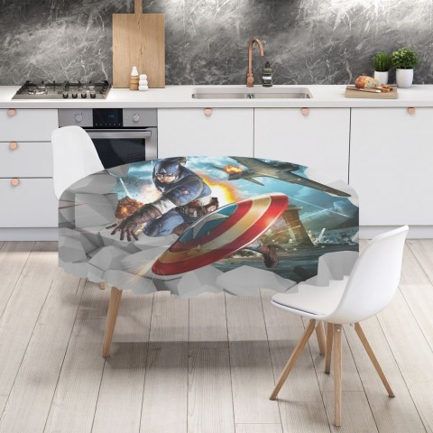 Тканевая скатерть на кухонный стол «Капитан Америка» вид 4