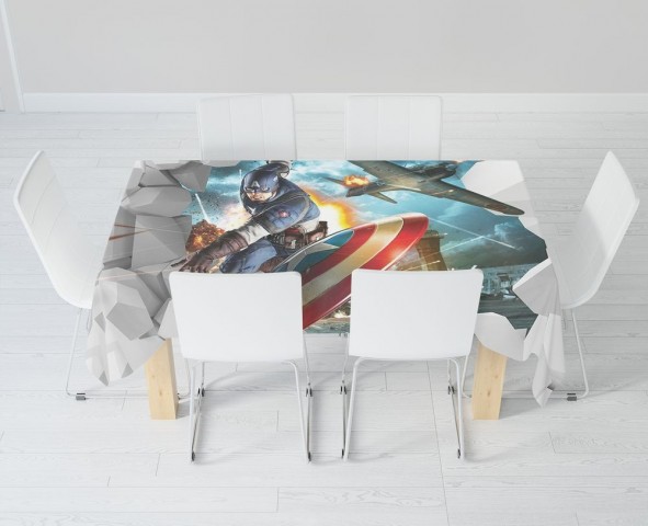Тканевая скатерть на кухонный стол «Капитан Америка» вид 6