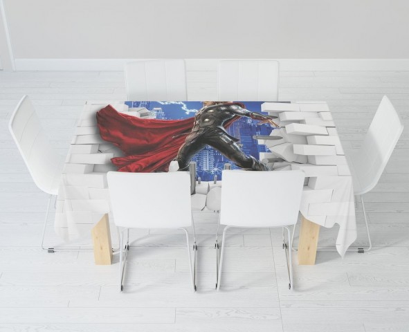 Тканевая 3D скатерть на обеденный стол «Тор из за стены» вид 6
