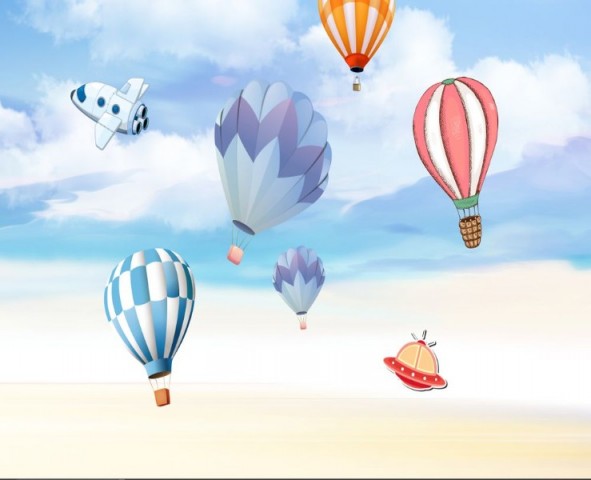 3D Скатерть «Небесная фантазия с воздушными шарами» вид 1