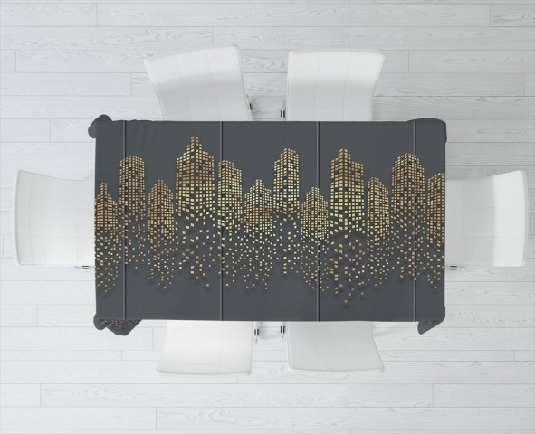 Тканевая 3D скатерть на кухонный стол «Огни золотого города» вид 3
