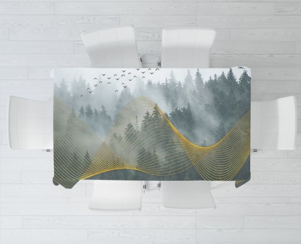 Текстильная скатерть для стола «Туман над лесом» вид 3