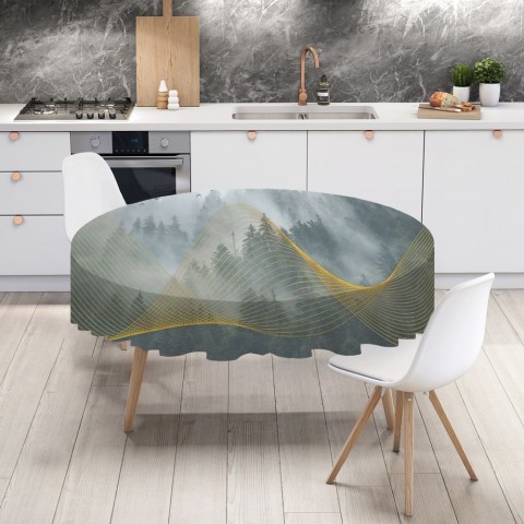 Текстильная скатерть для стола «Туман над лесом» вид 4