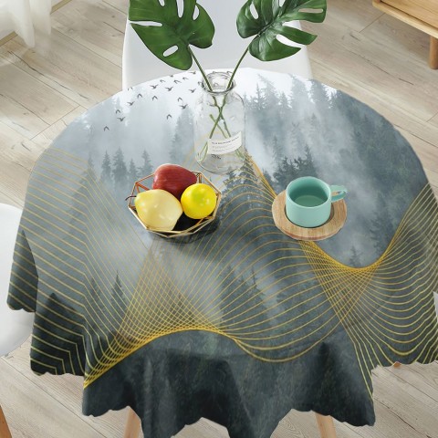 Текстильная скатерть для стола «Туман над лесом» вид 5