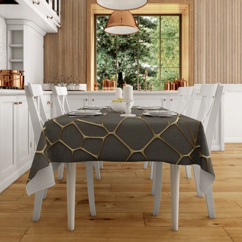 Текстильная 3D скатерть на кухню «Золотая паутина» вид 2