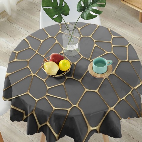 Текстильная 3D скатерть на кухню «Золотая паутина» вид 5