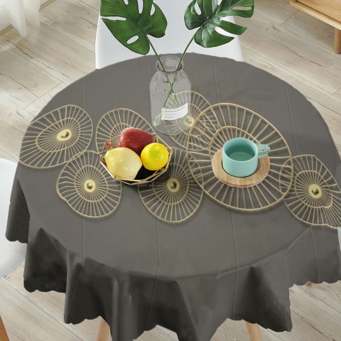 Текстильная скатерть для стола «Круги из позолоченных прутьев» вид 5