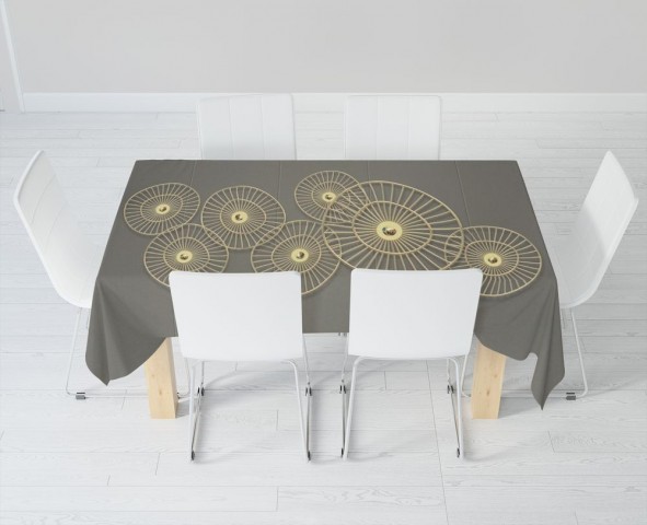 Текстильная скатерть для стола «Круги из позолоченных прутьев» вид 6