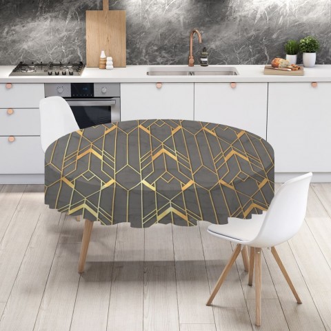 Габардиновая 3D скатерть на кухонный стол «Золотые нити» вид 4