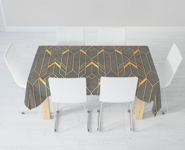 Габардиновая 3D скатерть на кухонный стол «Золотые нити» вид 6
