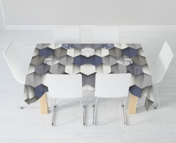Полотняная 3D скатерть на обеденный стол «Трёхмерное изящество» вид 6