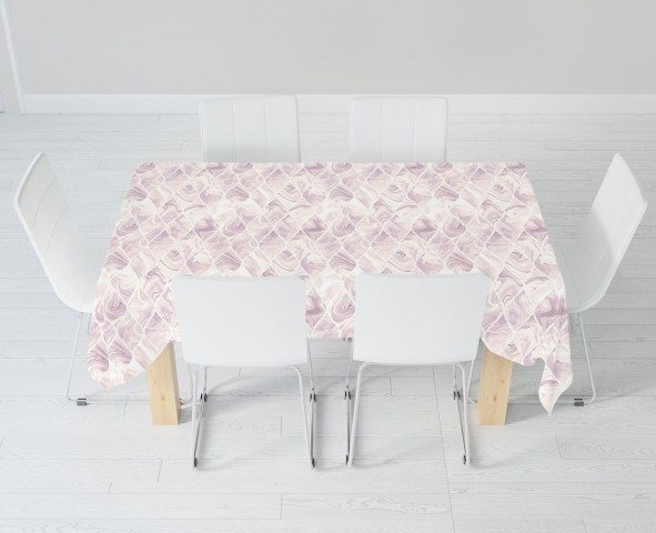 Текстильная фотоскатерть на обеденный стол «Разводы на розовом мраморе» вид 6