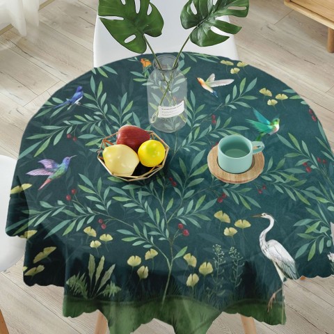 Полотняная скатерть на кухонный стол «Цапля в ночном саду» вид 5