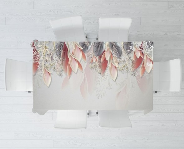 Текстильная 3D скатерть на кухню «Ниспадающие бутоны» вид 3
