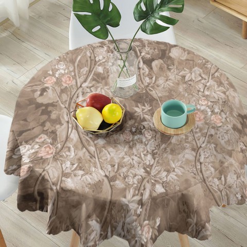 Полотняная скатерть на обеденный стол «Розовый сад в винтажном стиле» вид 5