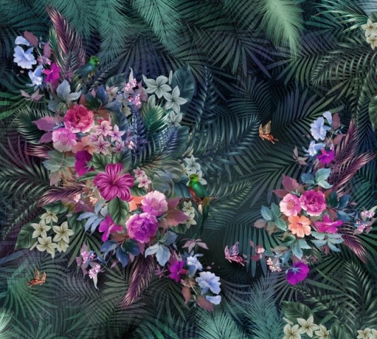 Текстильная 3D скатерть для стола «Тропическое великолепие» вид 1