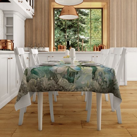 Габардиновая скатерть на кухонный стол «Цветник в солнечных лучах» вид 2