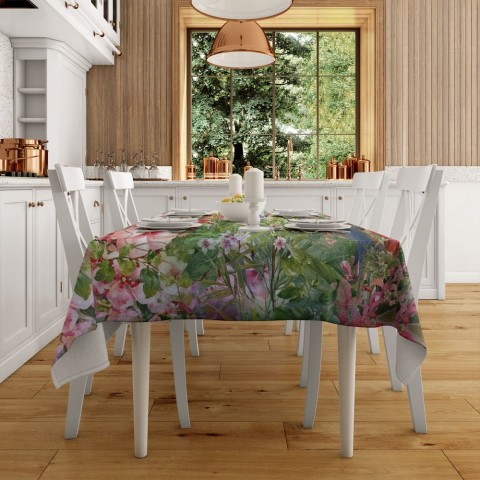 Габардиновая скатерть на обеденный стол «Цветущая поляна» вид 2