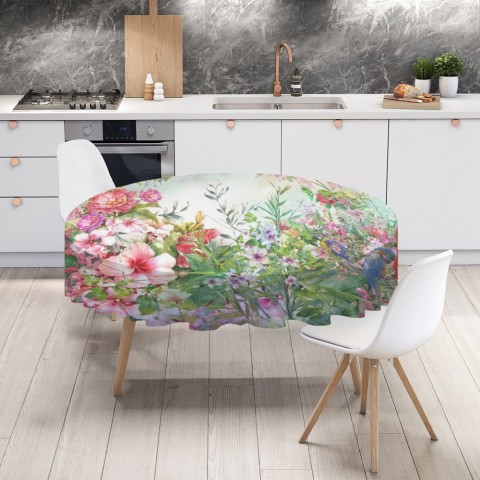 Габардиновая скатерть на обеденный стол «Цветущая поляна» вид 4