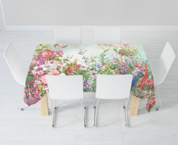Габардиновая скатерть на обеденный стол «Цветущая поляна» вид 6