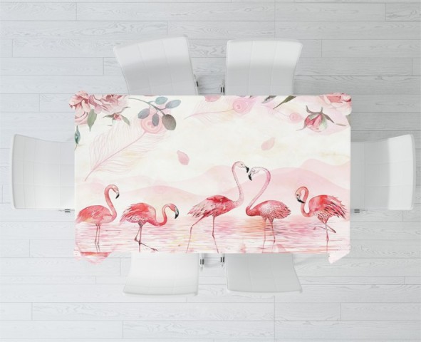 3D Скатерть «Озеро с фламинго» вид 2