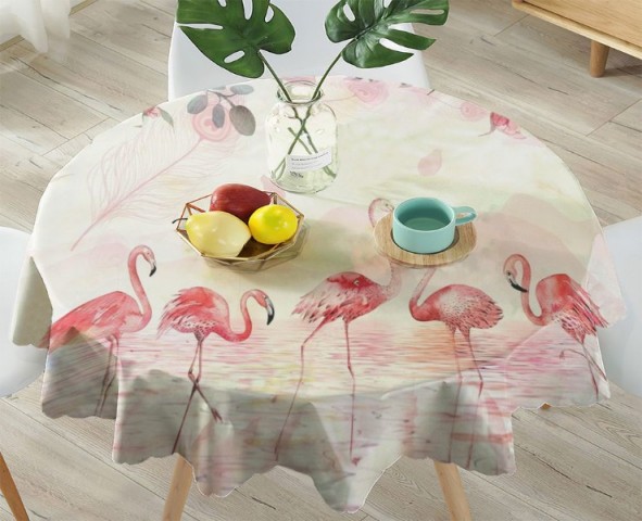 3D Скатерть «Озеро с фламинго» вид 4