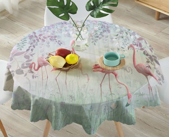 3D Скатерть «Фламинго в саду» вид 4