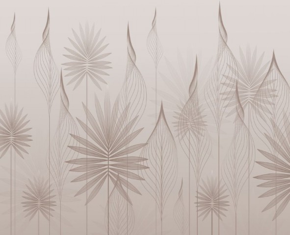 3D Скатерть «Ажурные листья в пудровой дымке» вид 1